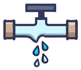 Minimalist Flat Icon of a Leaking Broken Pipe
