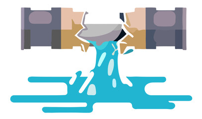Minimalist Depiction of a Leaking Metal Pipe
