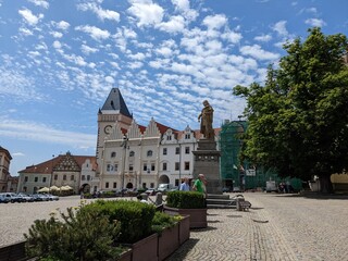 Tabor historical city center with old town square in south Bohemia.Czech republic Europe,panorama...