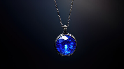  A blue sapphire pendant displayed a dark gradient surface Neelam stone, Beautiful pendant