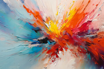 collision of bold brushstrokes and vibrant splatters, merging and converging to form an explosion of color
