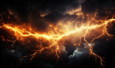 Flash of lightning on dark background, generative AI