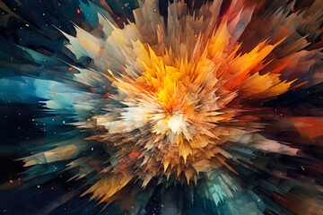 Obraz premium burst of energy and motion, visualized through a dynamic explosion of abstract shapes and lines