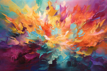 symphony of abstract textures and vivid colors, creating a multisensory experience of visual delight
