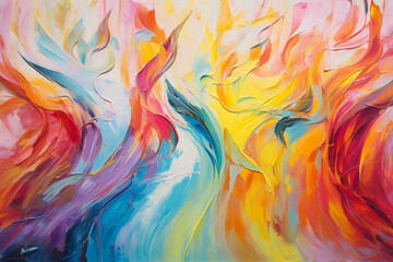 dance of vibrant brushstrokes and abstract lines, creating a rhythmic and expressive abstract composition