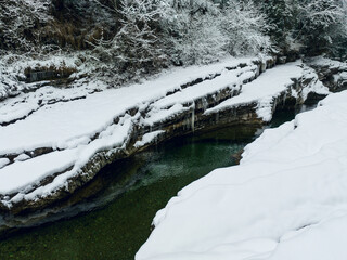 The "Taugl" Creek during winter in the region of Salzburg, Austria