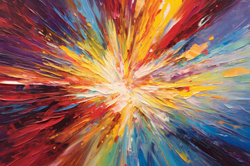 burst of abstract colors radiating from a central point, evoking a sense of joy and exuberance