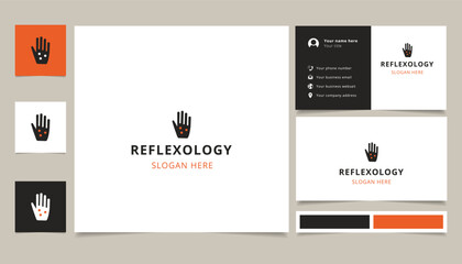 Reflexology logo design with editable slogan. Branding book and business card template.