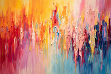 cascade of abstract colors descending like a waterfall, imbuing the composition with a sense of vibrancy and motion