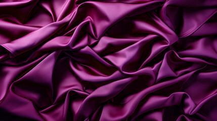 Obraz premium Closeup of rippled purple satin fabric as background texture. Purple silk messed up silk as wallpaper. 3d rendered.