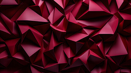 Abstract red polygonal background texture. Low poly dark red wall. Deep red low polygon mesh wallpaper concept. House decoration. 3d rendering, 3d illustration. .
