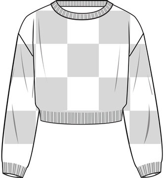 cropped checkered sweater fashion design clip art preview