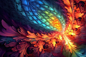 Fototapeta na wymiar Abstract Fractal Symphony: captivating panorama of intricate fractal patterns, blending harmoniously to create a symphony of complexity, colors, and infinite beauty