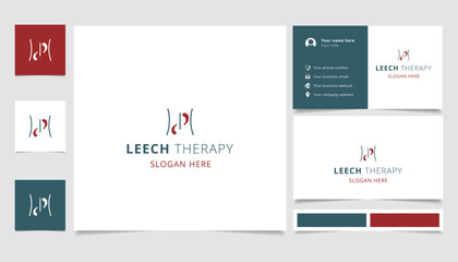 Leech therapy logo design with editable slogan. Branding book and business card template. - obrazy, fototapety, plakaty