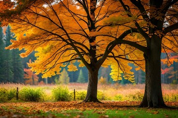 Fototapeta na wymiar autumn trees in the park Generative AI