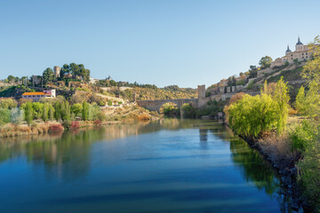 Fototapeta na wymiar Tagus River and Alcantara Bridge - Toledo, Spain