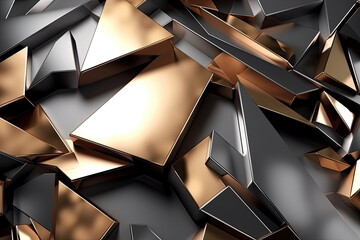 futuristic abstract background with sharp lines and geometric shapes in metallic tones, evoking a sense of innovation and technological advancement
