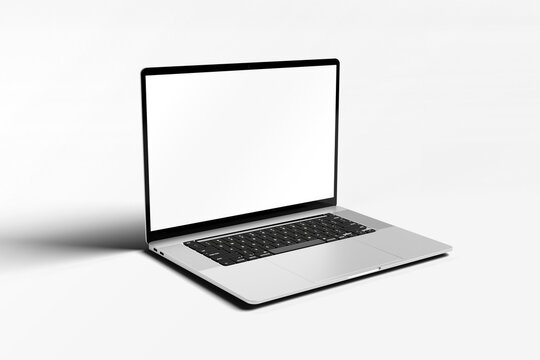 Isolated Laptop Mockup Template Notebook Screen Realistic on White Background