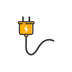 electric plug icon. black icon. Power and plug, connection symbol. logo and illustration