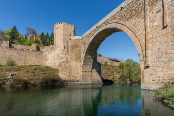 Fototapeta na wymiar Alcantara Bridge and Tagus River - Toledo, Spain
