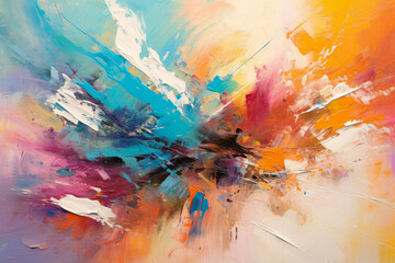 symphony of abstract brushstrokes and splatters on a canvas-like background, capturing the spontaneity and expressiveness of a passionate artist's work