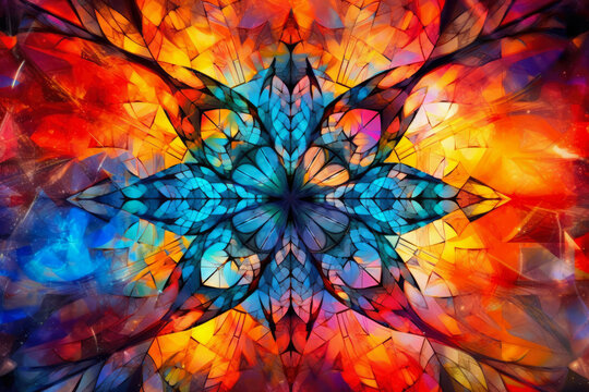 kaleidoscope of abstract shapes and colors on a vibrant background, creating a mesmerizing visual tapestry © aicandy