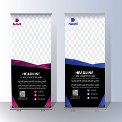 Roll Up Banner Signage Standee Template for Advertising and Multipurpose Use with Four Color Variations,display banner, brochure, x-banner, Standee Banner