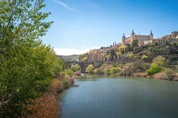 Toledo Skyline with Alcazar of Toledo and Tagus River - Toledo, Spain