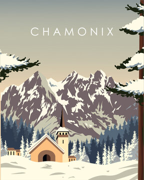 Chamonix Mont Blanc France travel poster