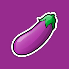eggplant icon. vector illustration of eggplant with outline design isolate on purple background. eggplant logo for emoji sticker.