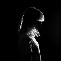Silhouette of a teenage girl.