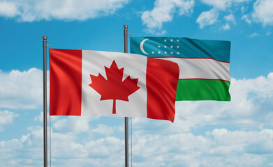 Uzbekistan and Canada flag