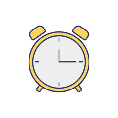 Plakat Time management concept, clock and stopwatch icon over white background, fill style, vector illustration