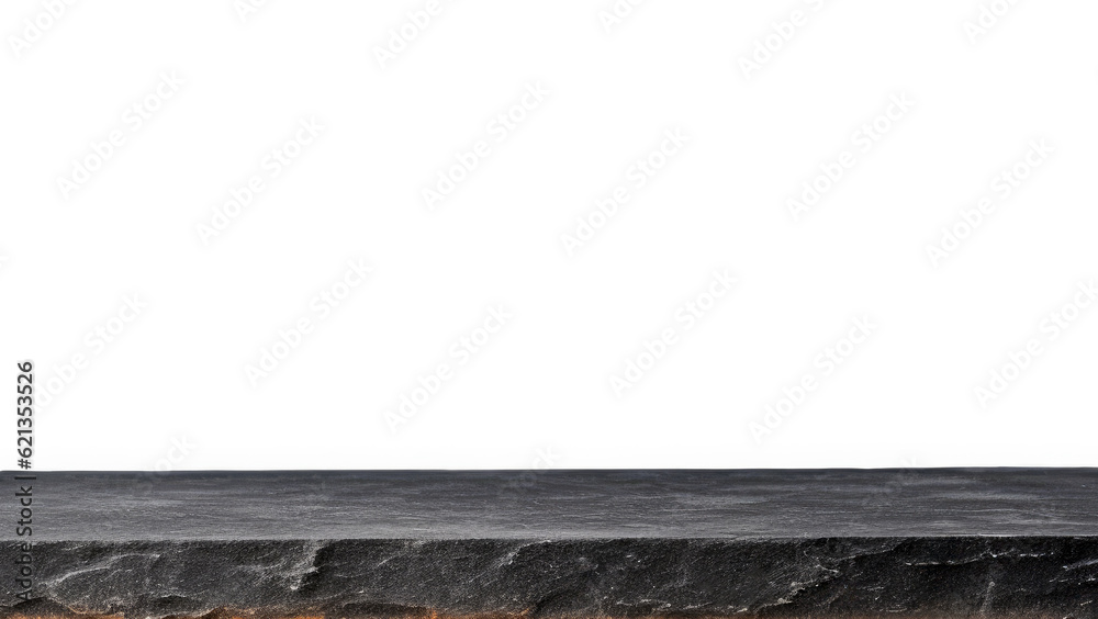 Poster empty black stone table top isolated on white background. for product display high quality photo