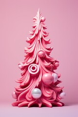 Creative Art style Christmas tree on a pink wall background