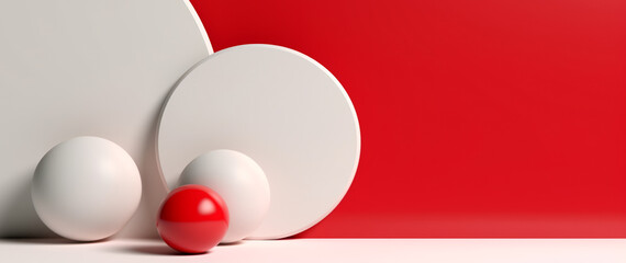 minimalist background with copy space and 3d style layout with ball decoration, generative ai
