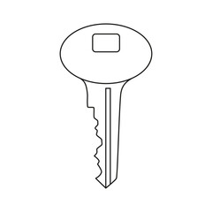 Silhouette of a mortise lock key on a white background.
