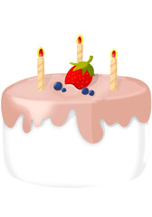 cake with candle. The village of mushroom elf. Object is brown tone.