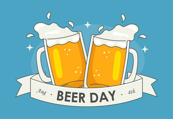 international beer day banner template on blue background