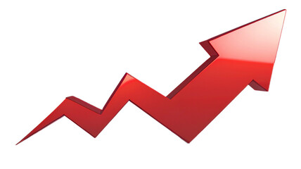 red arrow graph, red arrow going up in graph style. vector illustration. transparent PNG. Generative AI