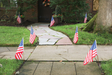  US flag waving proudly, representing patriotism and the spirit of American holidays, evoking a...