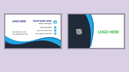 Modern Corporate And Clean Business Card Design Template, Visiting Card, black and Blue color professional business card Design.