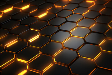 abstract background with hexagons. abstract metal background. Generative AI.