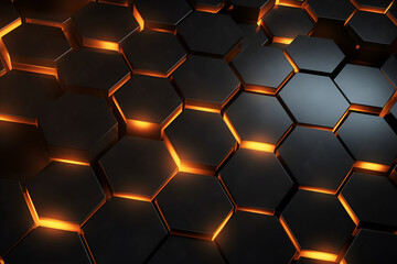 abstract background with hexagons. abstract metal background. Generative AI.