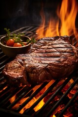 a juicy steak from the grill  | Generative AI - obrazy, fototapety, plakaty