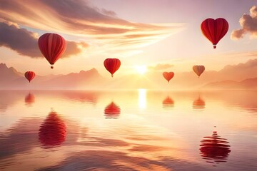 Fototapeta premium air balloon at sunset