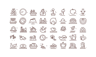 Healthy lifestyle line icons set. Active life - organic food, nutrition vector