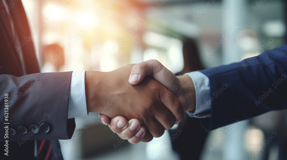 Canvas Prints business people hand shaking after business signing contract document on desk in meeting room at com