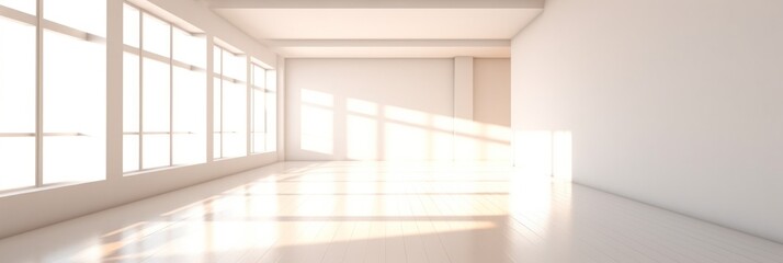 background large white spacious room with graphic window shadows .Generative AI