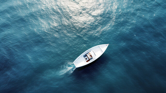 boat on the sea. Generative Ai. © PETR BABKIN